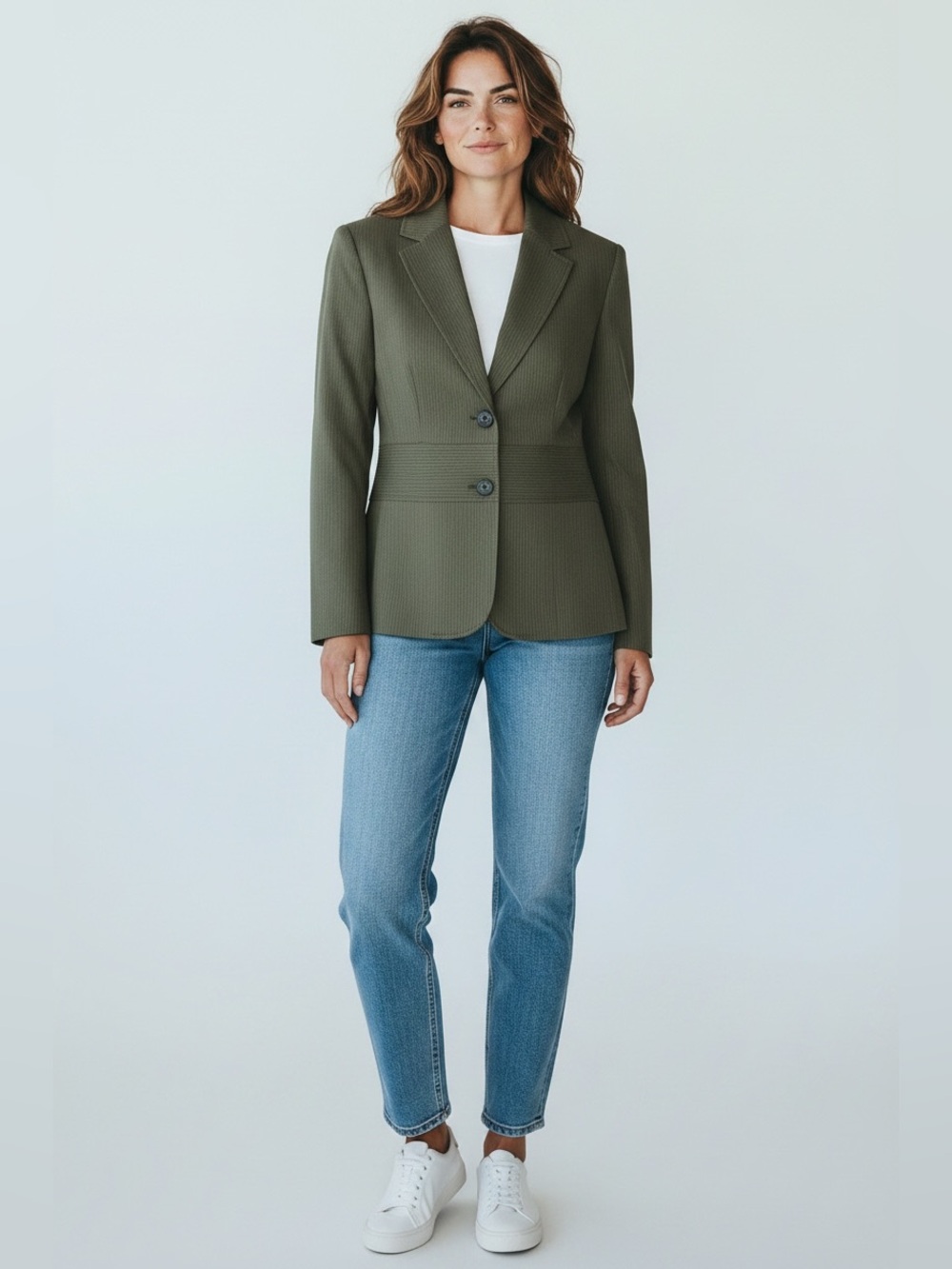Le Suit Women’s Green Two Buttons Blazer Size 4 NWT
